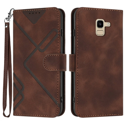 Line Pattern Skin Feel Leather Phone Case, For Samsung Galaxy S9+, For Samsung Galaxy S9, For Samsung Galaxy A8 2018