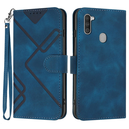 Line Pattern Skin Feel Leather Phone Case, For Samsung Galaxy A11 EU Version, For Samsung Galaxy S20, For Samsung Galaxy S20+, For Samsung Galaxy A21 EU Version