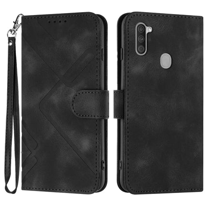 Line Pattern Skin Feel Leather Phone Case, For Samsung Galaxy A11 EU Version, For Samsung Galaxy S20, For Samsung Galaxy S20+, For Samsung Galaxy A21 EU Version