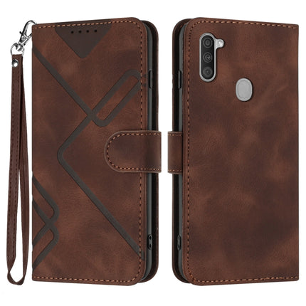 Line Pattern Skin Feel Leather Phone Case, For Samsung Galaxy A11 EU Version, For Samsung Galaxy S20, For Samsung Galaxy S20+, For Samsung Galaxy A21 EU Version