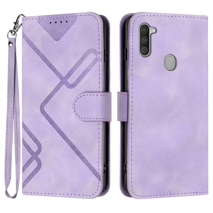 Line Pattern Skin Feel Leather Phone Case, For Samsung Galaxy A11 EU Version, For Samsung Galaxy S20, For Samsung Galaxy S20+, For Samsung Galaxy A21 EU Version