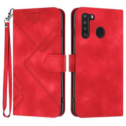 Line Pattern Skin Feel Leather Phone Case, For Samsung Galaxy A11 EU Version, For Samsung Galaxy S20, For Samsung Galaxy S20+, For Samsung Galaxy A21 EU Version