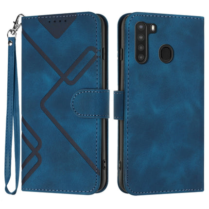 Line Pattern Skin Feel Leather Phone Case, For Samsung Galaxy A11 EU Version, For Samsung Galaxy S20, For Samsung Galaxy S20+, For Samsung Galaxy A21 EU Version