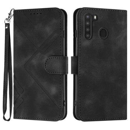 Line Pattern Skin Feel Leather Phone Case, For Samsung Galaxy A11 EU Version, For Samsung Galaxy S20, For Samsung Galaxy S20+, For Samsung Galaxy A21 EU Version