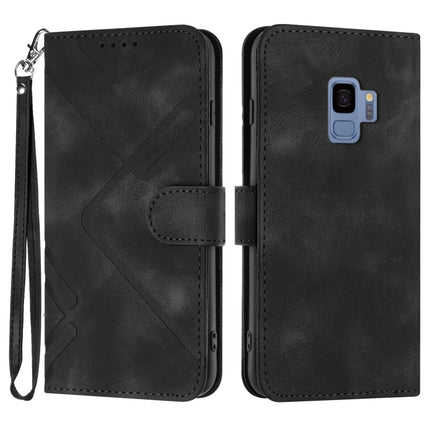 Line Pattern Skin Feel Leather Phone Case, For Samsung Galaxy S9+, For Samsung Galaxy S9, For Samsung Galaxy A8 2018