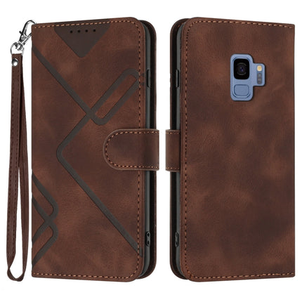 Line Pattern Skin Feel Leather Phone Case, For Samsung Galaxy S9+, For Samsung Galaxy S9, For Samsung Galaxy A8 2018