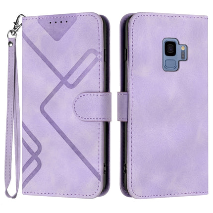 Line Pattern Skin Feel Leather Phone Case, For Samsung Galaxy S9+, For Samsung Galaxy S9, For Samsung Galaxy A8 2018