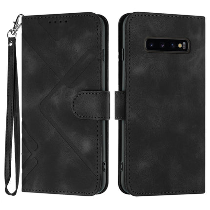 Line Pattern Skin Feel Leather Phone Case, For Samsung Galaxy S10+, For Samsung Galaxy S10, For Samsung Galaxy Note9, For Samsung Galaxy A6 2018