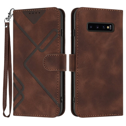 Line Pattern Skin Feel Leather Phone Case, For Samsung Galaxy S10+, For Samsung Galaxy S10, For Samsung Galaxy Note9, For Samsung Galaxy A6 2018