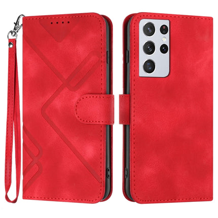 Line Pattern Skin Feel Leather Phone Case, For Samsung Galaxy S21 5G, For Samsung Galaxy S21+ 5G, For Samsung Galaxy S21 Ultra 5G, For Samsung Galaxy A02s 164mm