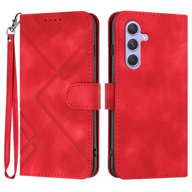 Line Pattern Skin Feel Leather Phone Case, For Samsung Galaxy A55, For Samsung Galaxy A35, For Samsung Galaxy A24 4G, For Samsung Galaxy A14 4G