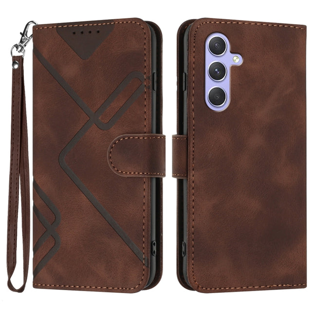 Line Pattern Skin Feel Leather Phone Case, For Samsung Galaxy A55, For Samsung Galaxy A35, For Samsung Galaxy A24 4G, For Samsung Galaxy A14 4G
