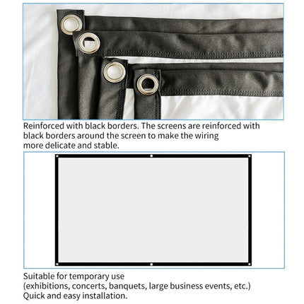 Simple Folding Thin Polyester Projector Film Curtain, 30 inch 16:9, 150 inch 4:3, 180 inch 16:9, 150 inch 16:9, 200 inch 16:9