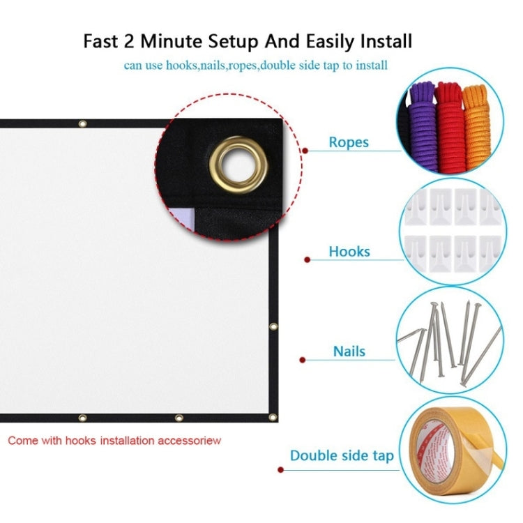 Simple Folding Thin Polyester Projector Film Curtain, 30 inch 16:9, 150 inch 4:3, 180 inch 16:9, 150 inch 16:9, 200 inch 16:9
