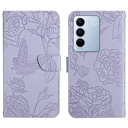 HT03 Skin Feel Butterfly Embossed Flip Leather Phone Case, For vivo V50 5G Global, For vivo Y02A 4G / Y02 4G / Y11 2023, For vivo Y56 5G Global, For vivo V27E 4G Global