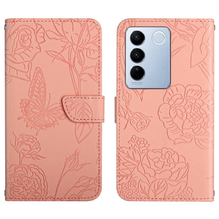 HT03 Skin Feel Butterfly Embossed Flip Leather Phone Case, For vivo V50 5G Global, For vivo Y02A 4G / Y02 4G / Y11 2023, For vivo Y56 5G Global, For vivo V27E 4G Global