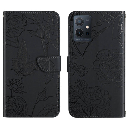 HT03 Skin Feel Butterfly Embossed Flip Leather Phone Case, For vivo Y55S 5G 2023 / Y55 5G / T1 5G, For vivo Y22 4G Global / Y35 4G Global