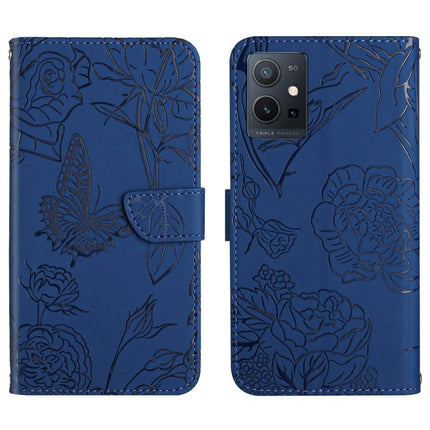 HT03 Skin Feel Butterfly Embossed Flip Leather Phone Case, For vivo Y55S 5G 2023 / Y55 5G / T1 5G, For vivo Y22 4G Global / Y35 4G Global