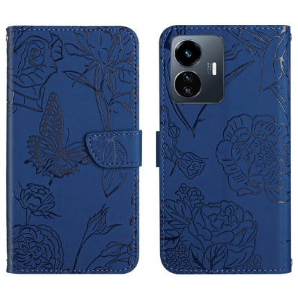 HT03 Skin Feel Butterfly Embossed Flip Leather Phone Case, For vivo Y55S 5G 2023 / Y55 5G / T1 5G, For vivo Y22 4G Global / Y35 4G Global