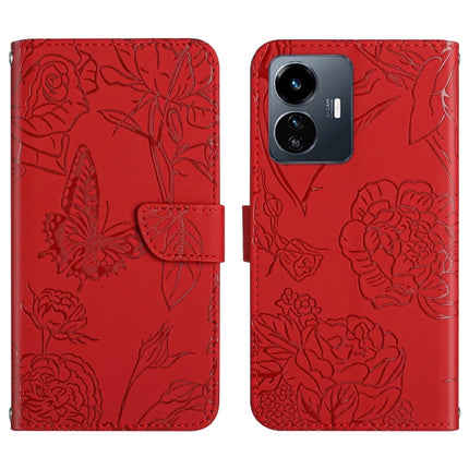 HT03 Skin Feel Butterfly Embossed Flip Leather Phone Case, For vivo Y55S 5G 2023 / Y55 5G / T1 5G, For vivo Y22 4G Global / Y35 4G Global