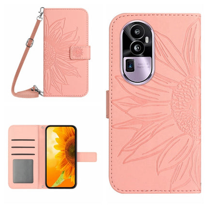 Skin Feel Sun Flower Embossed Flip Leather Phone Case with Lanyard, For OPPO Reno10 Pro+, For OPPO Reno10 Pro China, For OPPO Reno10 China