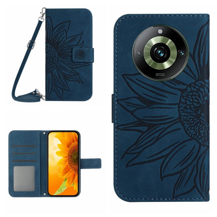 Skin Feel Sun Flower Embossed Flip Leather Phone Case with Lanyard, For Realme 11 Pro
