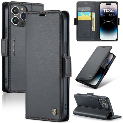 CaseMe 023 Butterfly Buckle Litchi Texture RFID Anti-theft Leather Phone Case, For iPhone 15 Plus, For iPhone 14 Pro, For iPhone 14 Pro Max, For iPhone 15