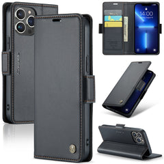 Funda de cuero antirrobo con textura de lichi y hebilla de mariposa CaseMe 023 para iPhone 13 Pro, iPhone 13 Pro Max, iPhone 12/12 Pro, iPhone 12 Pro Max, iPhone 12 mini