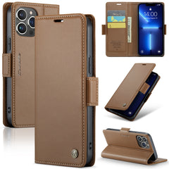 Funda de cuero antirrobo con textura de lichi y hebilla de mariposa CaseMe 023 para iPhone 13 Pro, iPhone 13 Pro Max, iPhone 12/12 Pro, iPhone 12 Pro Max, iPhone 12 mini