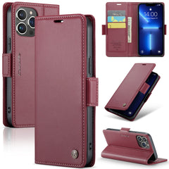 Funda de cuero antirrobo con textura de lichi y hebilla de mariposa CaseMe 023 para iPhone 13 Pro, iPhone 13 Pro Max, iPhone 12/12 Pro, iPhone 12 Pro Max, iPhone 12 mini