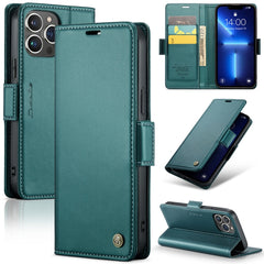 Funda de cuero antirrobo con textura de lichi y hebilla de mariposa CaseMe 023 para iPhone 13 Pro, iPhone 13 Pro Max, iPhone 12/12 Pro, iPhone 12 Pro Max, iPhone 12 mini