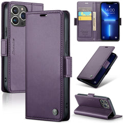 Funda de cuero antirrobo con textura de lichi y hebilla de mariposa CaseMe 023 para iPhone 13 Pro, iPhone 13 Pro Max, iPhone 12/12 Pro, iPhone 12 Pro Max, iPhone 12 mini