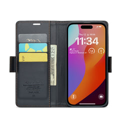 CaseMe 023 Butterfly Buckle Litchi Texture RFID Anti-Diebstahl Leder-Telefonhülle, Für iPhone 15 Pro Max, Für iPhone 14, Für iPhone 14 Plus, Für iPhone 15 Pro, Für iPhone 15 Plus