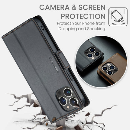 CaseMe 023 Butterfly Buckle Litchi Texture RFID Anti-theft Leather Phone Case, For iPhone 15 Pro Max, For iPhone 14, For iPhone 15 Pro, For iPhone 14 Plus