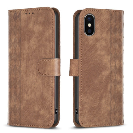 Plaid Embossed Leather Phone Case, For iPhone 15 Plus, For iPhone 11 Pro, For iPhone 11 Pro Max, For iPhone X / XS