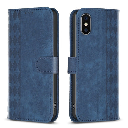 Plaid Embossed Leather Phone Case, For iPhone 15 Plus, For iPhone 11 Pro, For iPhone 11 Pro Max, For iPhone X / XS