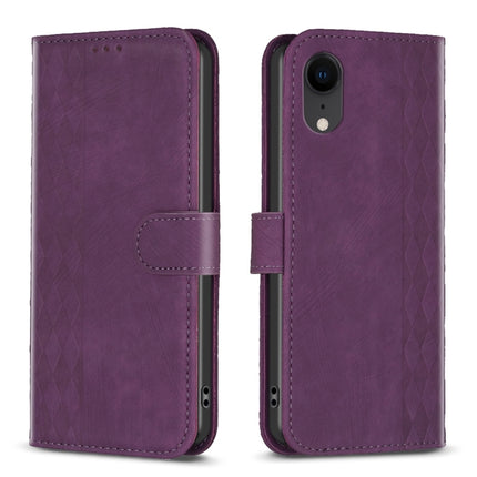 Plaid Embossed Leather Phone Case, For iPhone XR, For iPhone XS Max, For iPhone 15, For iPhone SE 2022 / 7 / 8