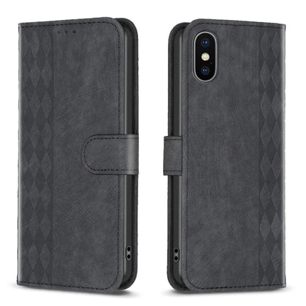 Plaid Embossed Leather Phone Case, For iPhone XR, For iPhone XS Max, For iPhone 15, For iPhone SE 2022 / 7 / 8