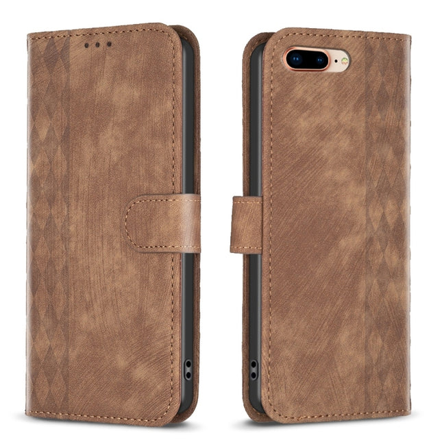Plaid Embossed Leather Phone Case, For iPhone 7 Plus / 8 Plus