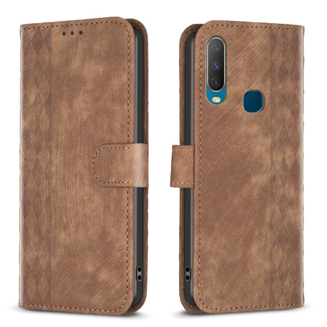 Plaid Embossed Leather Phone Case, For vivo Y11 / Y15 / Y12 / Y17, For vivo Y20, For vivo Y21 / Y21s / Y31s, For vivo Y35 4G / Y22s