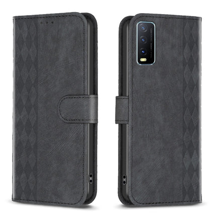 Plaid Embossed Leather Phone Case, For vivo Y11 / Y15 / Y12 / Y17, For vivo Y20, For vivo Y21 / Y21s / Y31s, For vivo Y35 4G / Y22s