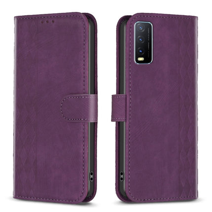 Plaid Embossed Leather Phone Case, For vivo Y11 / Y15 / Y12 / Y17, For vivo Y20, For vivo Y21 / Y21s / Y31s, For vivo Y35 4G / Y22s