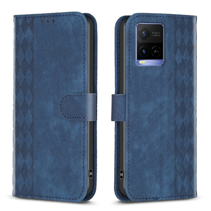 Plaid Embossed Leather Phone Case, For vivo Y11 / Y15 / Y12 / Y17, For vivo Y20, For vivo Y21 / Y21s / Y31s, For vivo Y35 4G / Y22s