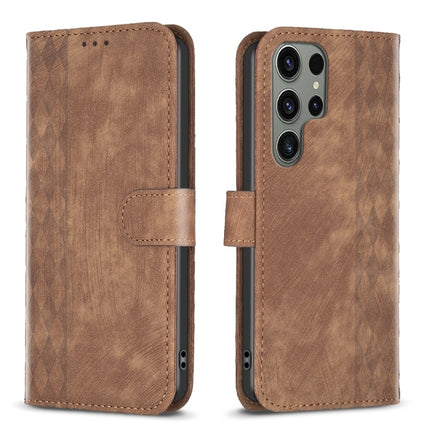 Plaid Embossed Leather Phone Case, For Samsung Galaxy S23 Ultra 5G, For Samsung Galaxy S24 5G, For Samsung Galaxy S22 5G, For Samsung Galaxy S22+ 5G