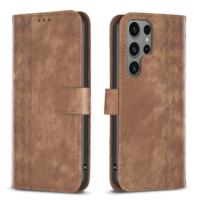 Plaid Embossed Leather Phone Case, For Samsung Galaxy S23 Ultra 5G, For Samsung Galaxy S24 5G, For Samsung Galaxy S22 5G, For Samsung Galaxy S22+ 5G