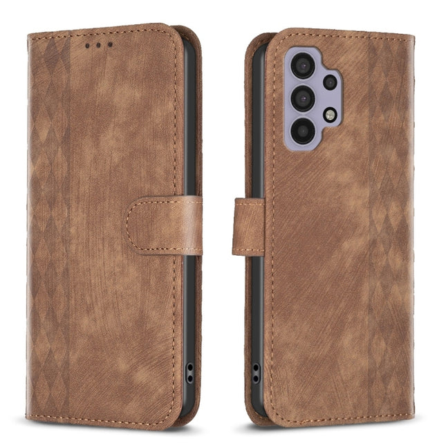 Plaid Embossed Leather Phone Case, For Samsung Galaxy A31, For Samsung Galaxy A32 4G, For Samsung Galaxy A32 5G, For Samsung Galaxy A33