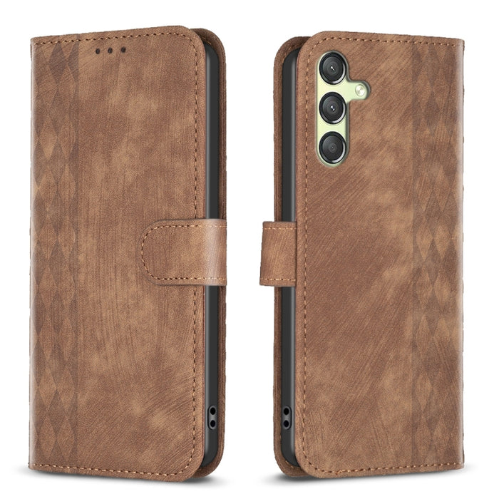Plaid Embossed Leather Phone Case, For Samsung Galaxy A25 5G, For Samsung Galaxy S23 5G, For Samsung Galaxy A55, For Samsung Galaxy A35