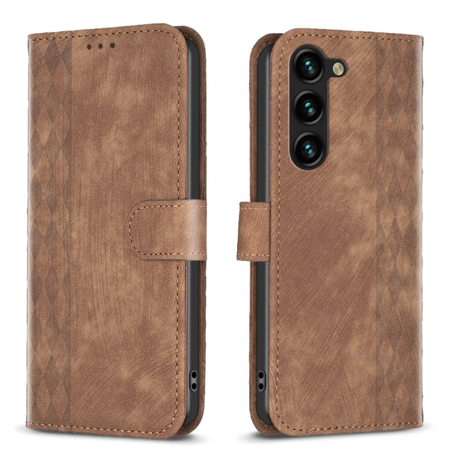 Plaid Embossed Leather Phone Case, For Samsung Galaxy S24 5G, For Samsung Galaxy S23 Ultra 5G, For Samsung Galaxy S22 5G, For Samsung Galaxy S22+ 5G