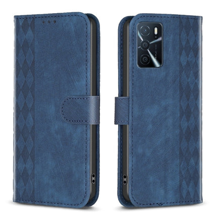 Plaid Embossed Leather Phone Case, For OPPO A16 / A16s / A54s / A55, For OPPO A74 4G / F19 4G, For OPPO A74 5G / A93 5G / A54 5G, For OPPO A94 4G / Reno5 F / F19 Pro