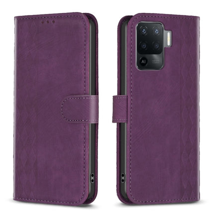 Plaid Embossed Leather Phone Case, For OPPO A16 / A16s / A54s / A55, For OPPO A74 4G / F19 4G, For OPPO A74 5G / A93 5G / A54 5G, For OPPO A94 4G / Reno5 F / F19 Pro